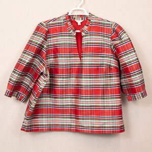 Crown & Ivy red and green plaid Christmas festive tunic top-3X